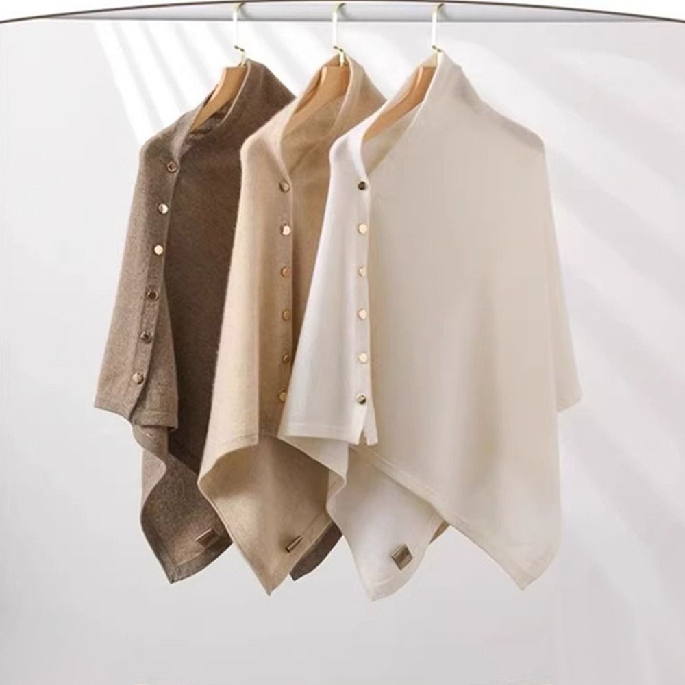 Women'S Fashion Knitwear - Selendang Pashmina Baru dengan Kancing, Hangat,