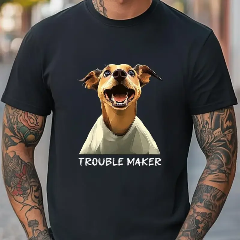 Women'S Fashion Graphic Tees - Kaos Unisex Bergambar Anjing Pecah Pola