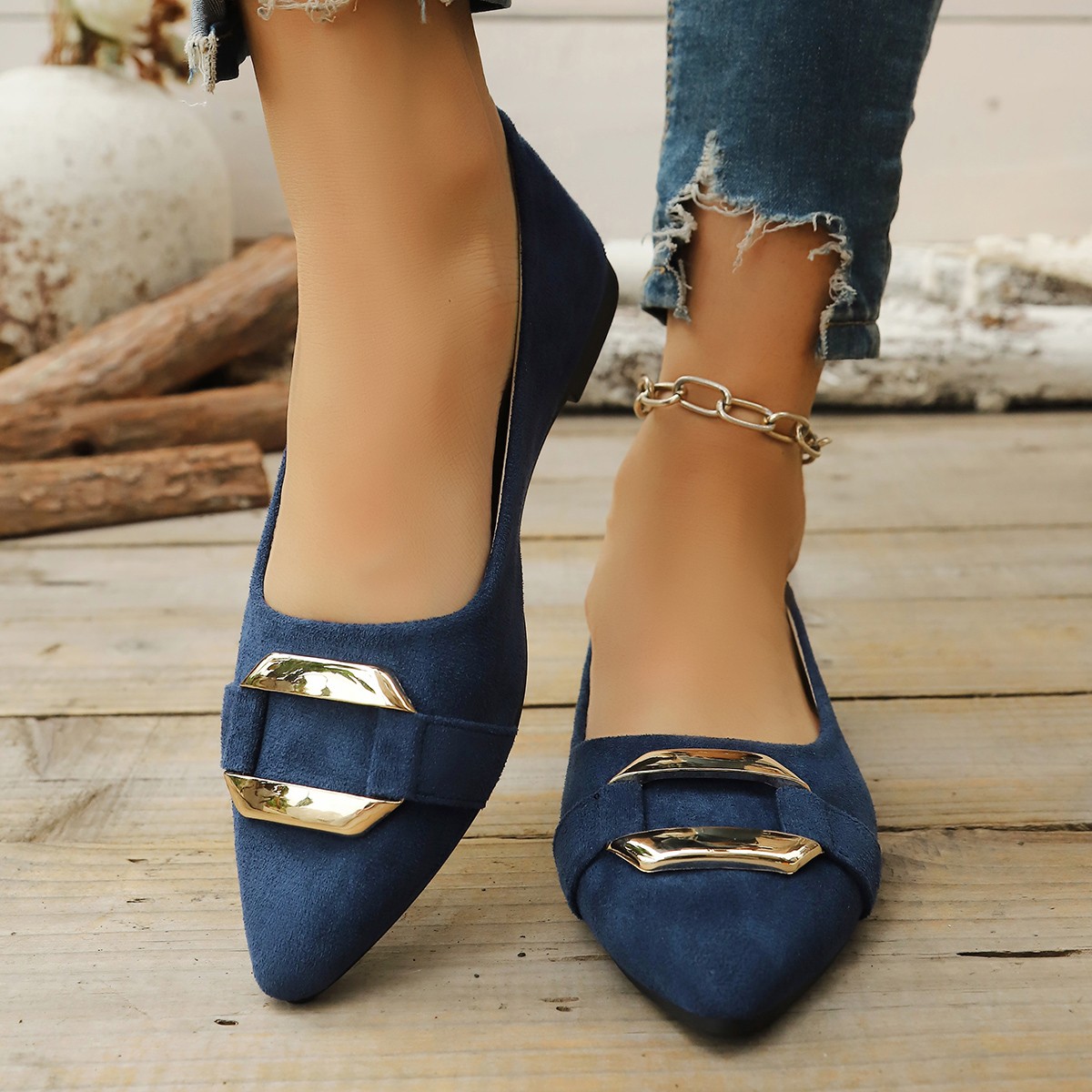Women'S Fashion Shoes - Sepatu Kasual Hak Rendah Seksi Berujung
