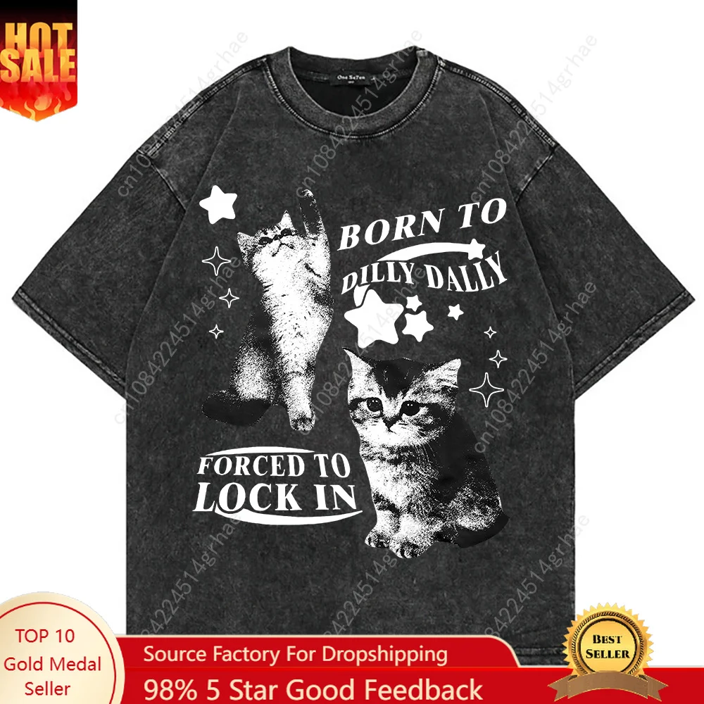 Women'S Fashion Graphic Tees - Kaos 100% Katun Vintage Washed Y2k