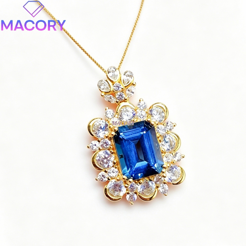 Women'S Fashion London - Kalung Liontin Topaz Biru London Alami