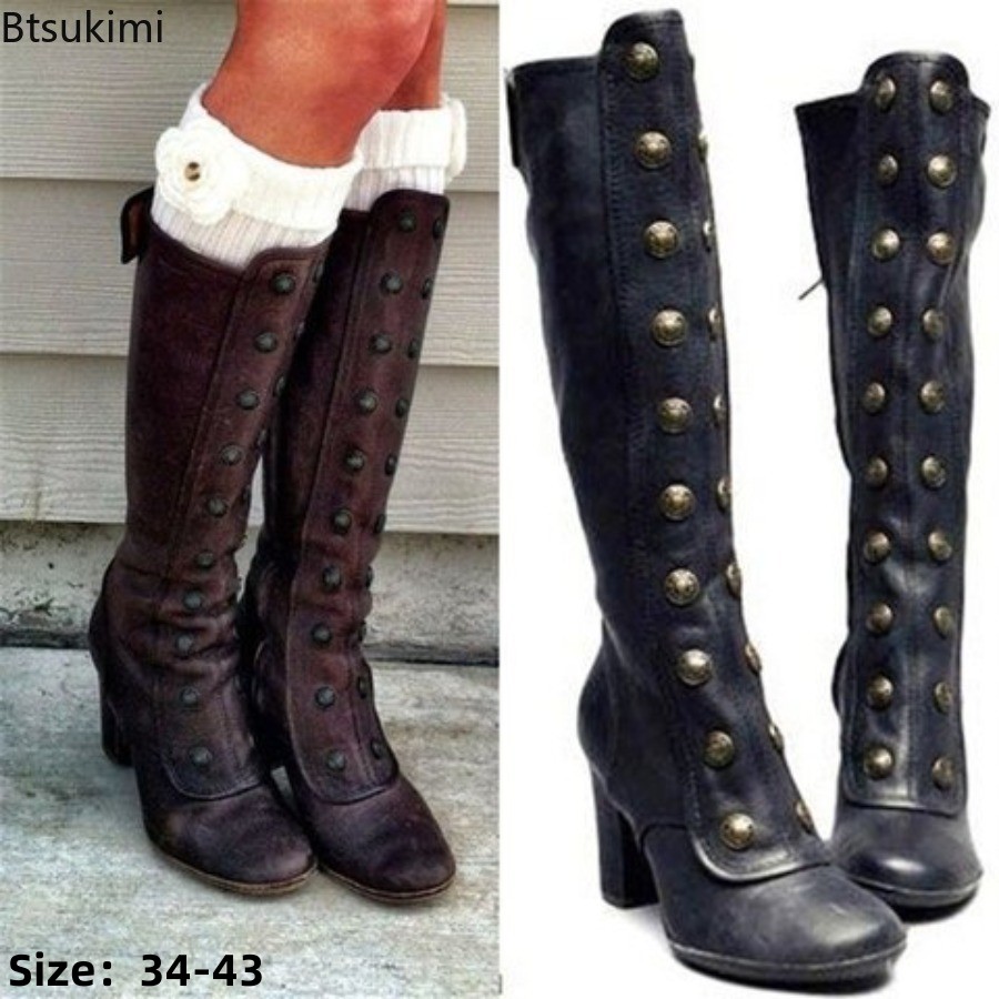 Winter Fashion Women Boots - Sepatu Boots Wanita Model Retro Hitam