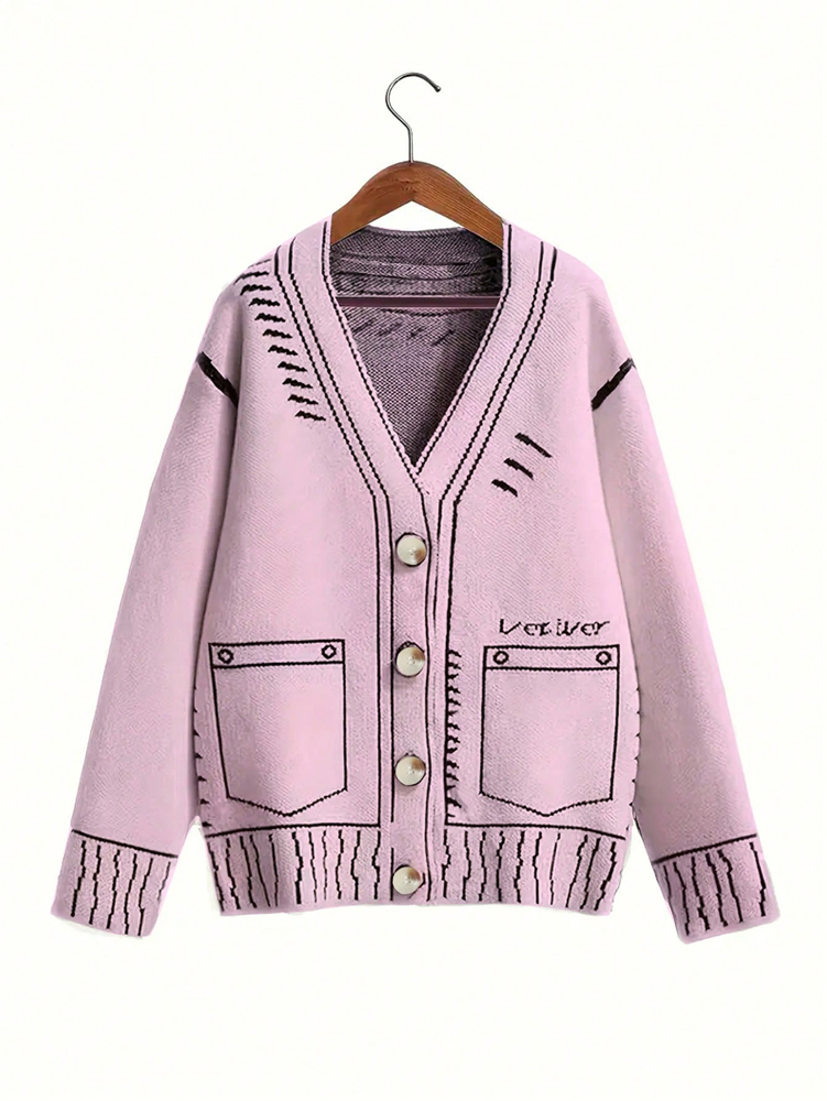 Women'S Fashion Knitwear - Kardigan Berkancing Wanita Ukuran Plus Mantel