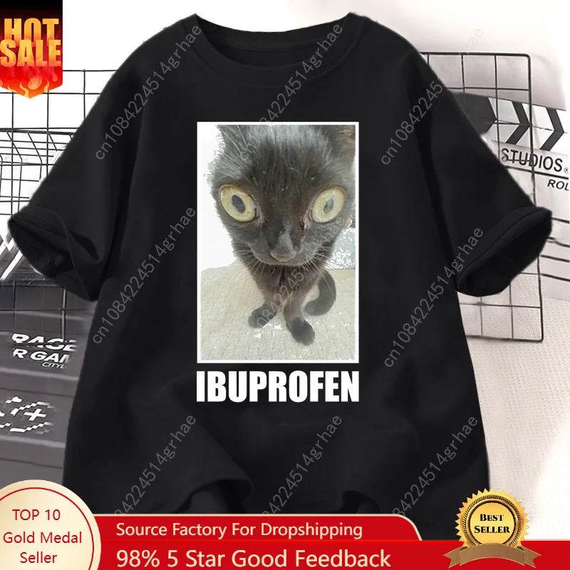 Women'S Fashion Graphic Tees - Kaus Grafis Ibuprofen Kucing Lucu Pakaian
