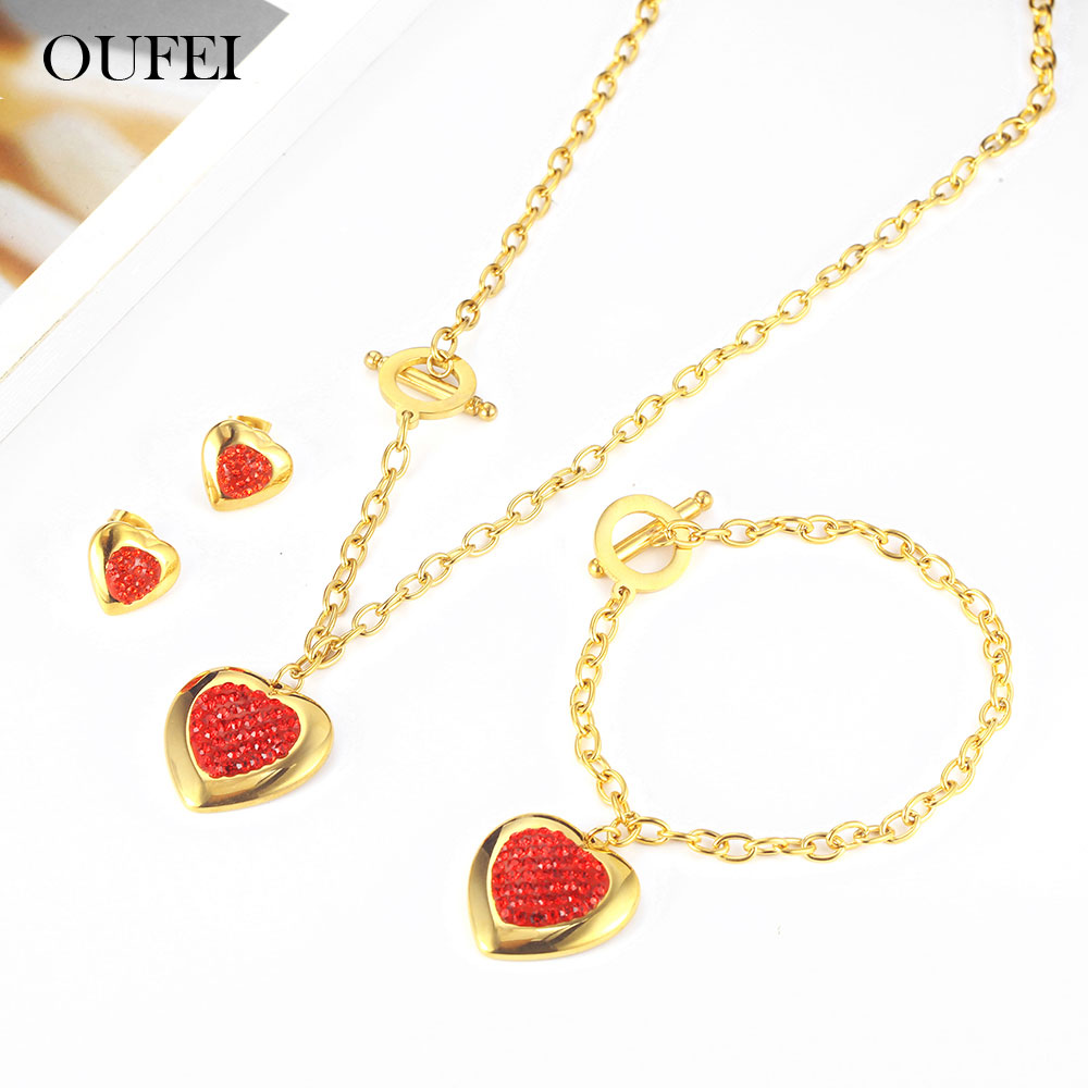 Women'S Fashion Vogue - Oufei Stainless Steel Hati Anting-Anting Kalung