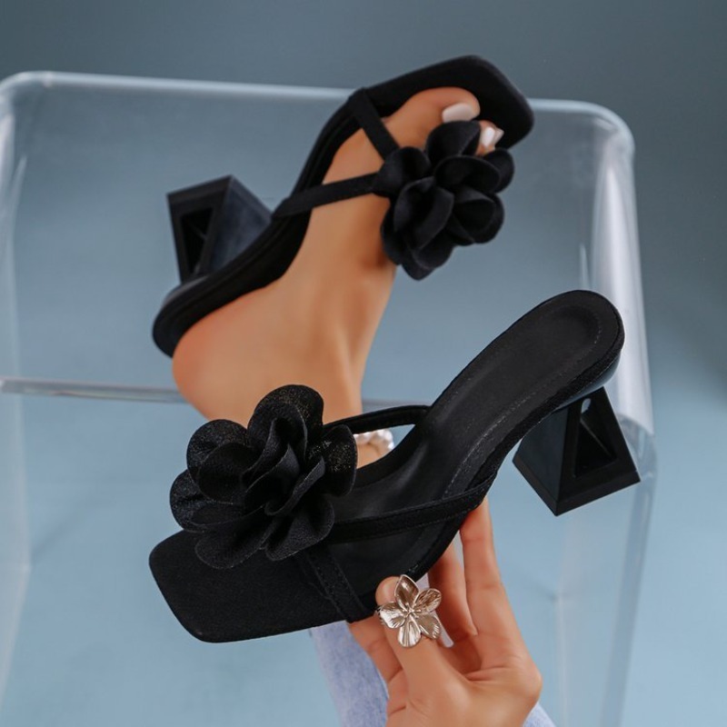 Spaghetti Strap Dress - Sandal Dekorasi Bunga 3D Wanita Sandal