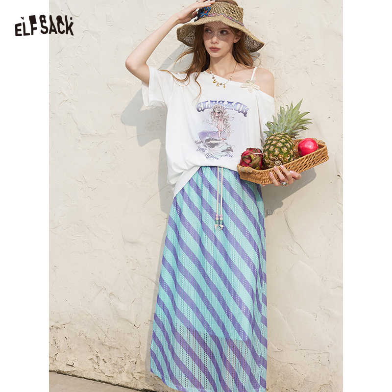 ELFSACK Set Kaos Putih Off Sho - Women'S Fashion Graphic Tees ulasan dan harga