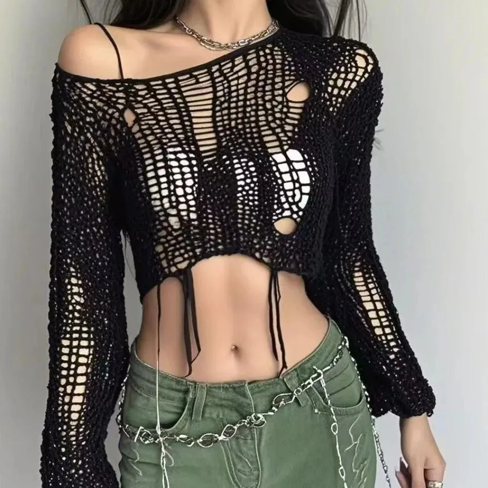 Sweater Rajut Berlubang Seksi  - Women'S Fashion Knitwear ulasan dan harga