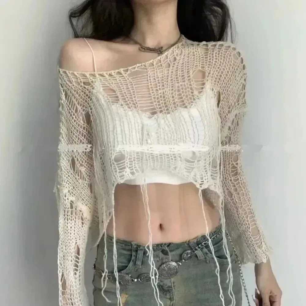 Sweater Rajut Berlubang Seksi  - Women'S Fashion Knitwear ulasan dan harga
