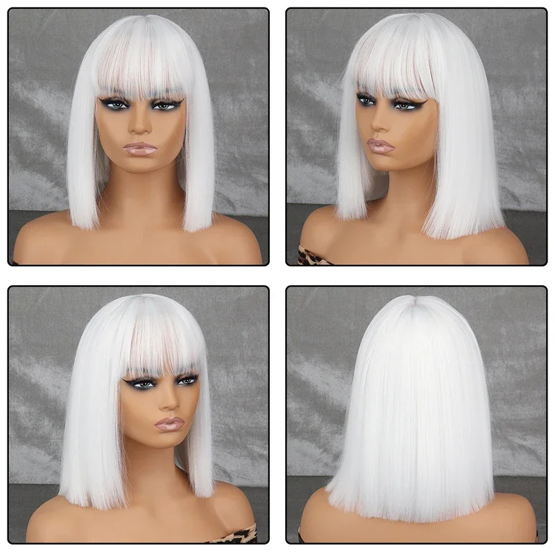 WERD Wig Sintetis Pendek Putih - Knitted Vest Women ulasan dan harga