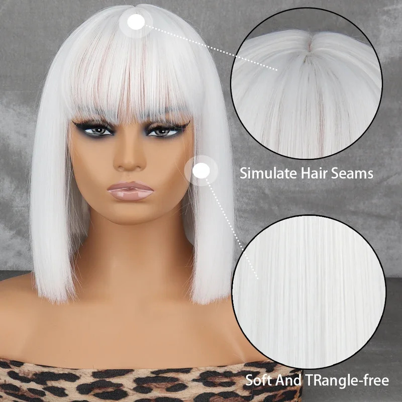 WERD Wig Sintetis Pendek Putih - Knitted Vest Women ulasan dan harga
