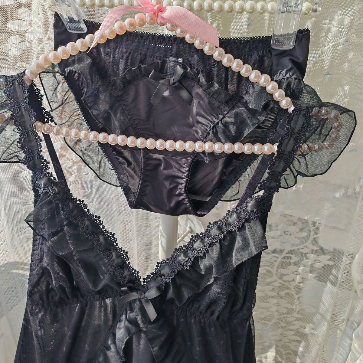 Setelan Baju Tidur Wanita Blac - Spaghetti Strap Dress ulasan dan harga